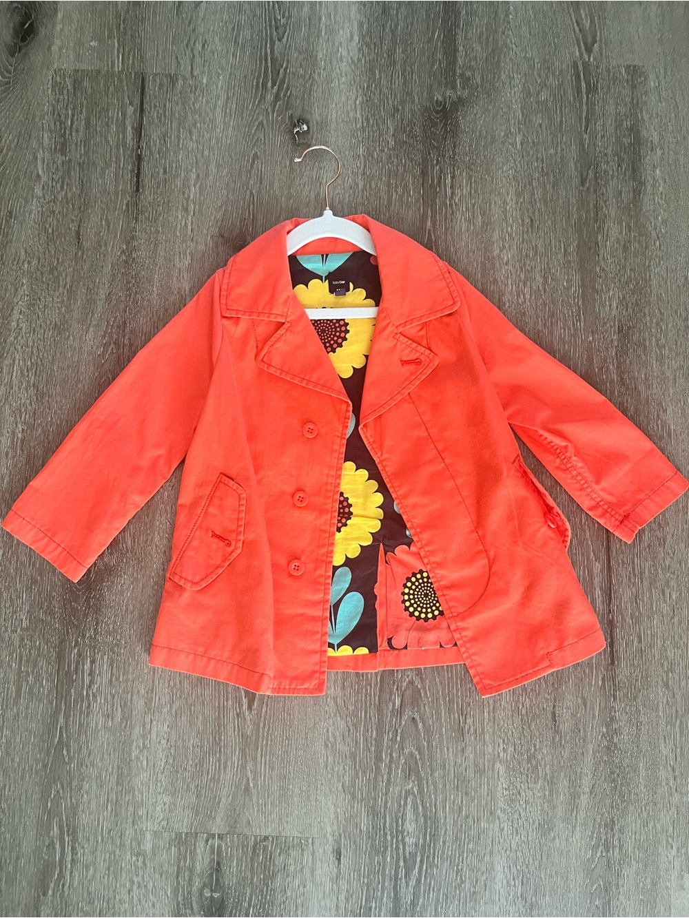 GAP Coral Kids' Jacket with Sunflower Print Lining